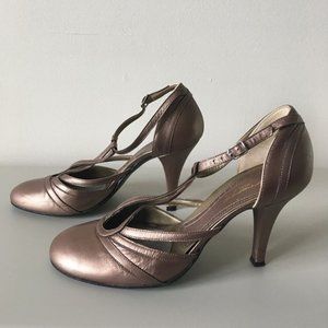 Bronze 1920s - Inspired T-Strap Heels - image 1